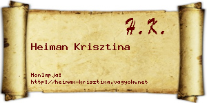 Heiman Krisztina névjegykártya